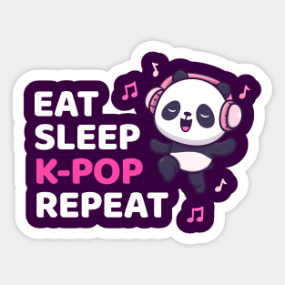 Kpop Shirt Dancing Panda Bear, Eat Sleep K-pop Repeat Kpop Sticker